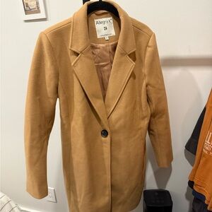 Allegra K Tan Blazer Tailored Notched Lapels